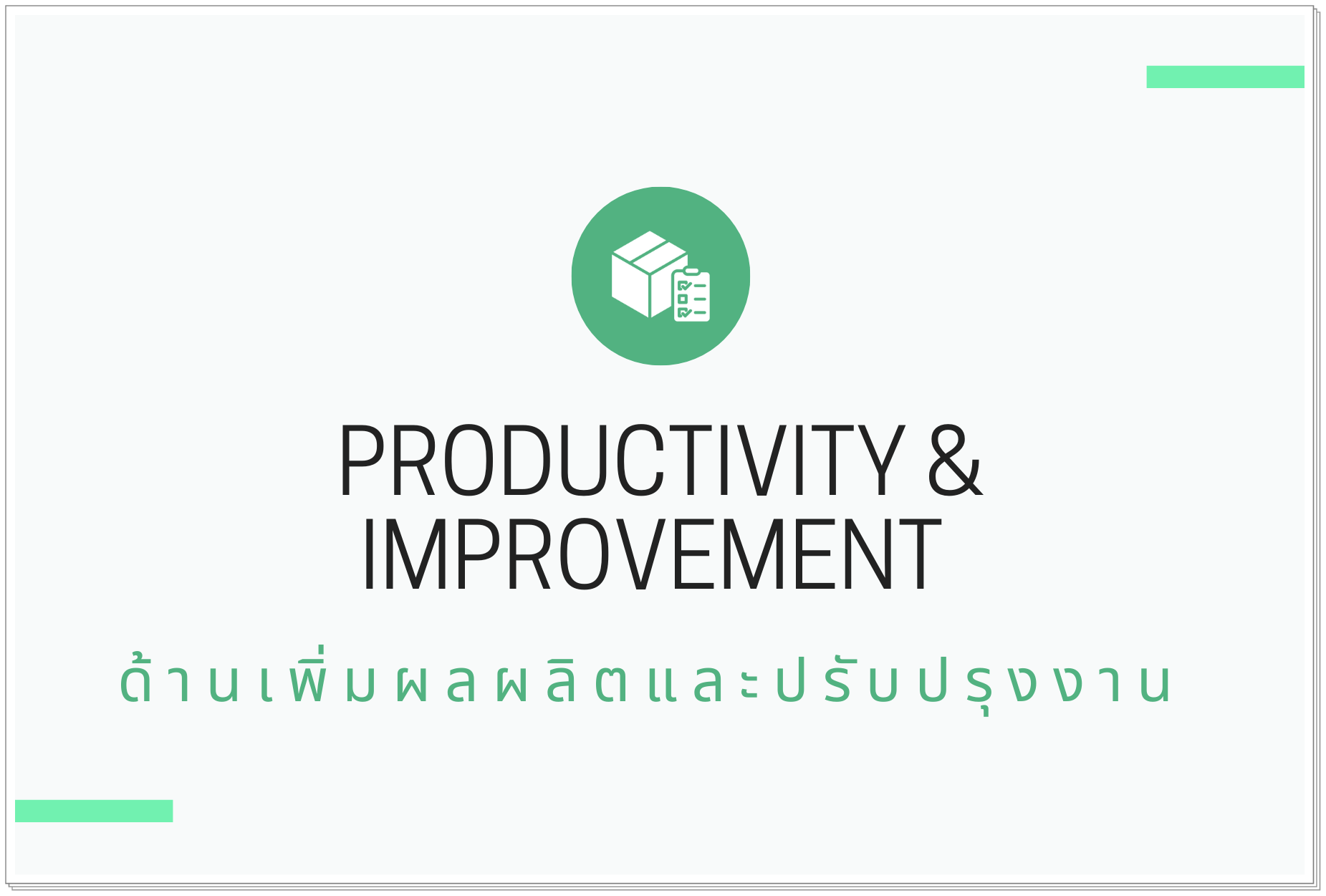 ด้านเพิ่มผลผลิตและปรับปรุงงาน (Productivity & Improvement)